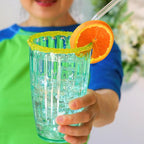 Kate Aspen Teal Fluted Plastic Drinking Glasses Set of 8, 21 oz, Acrylic Glasses Drinkware, Plastic Cups Reusable for Iced Water, Cocktails, Lemonade, BPA-Free Acrylic Glasses Drinkware