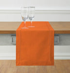 Solino Home Cotton Linen Pumpkin Table Runner 120 Inches Long - Hemstitch 14 x 120 Inch Table Runner - Handcrafted and Machine Washable - Fall, Autumn, Halloween