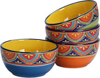 Bico Tunisian Cereal Bowls Set of 4, 26 oz Deep Ceramic Soup Bowls for Cereal, Salad, Noodles, Kitchen, Microwave and Dishwasher Safe, Gift for Housewarming and Thanksgiving
