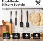 Barsone 4-Piece Silicone Spatula Set（ Heat Resistant 446°F Food Grade BPA Free, Nonstick Cookware Safe Dishwasher Safe Kitchen Tools for Baking, Cooking, Stirring, Black）