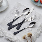 Black Silverware Set 20 Piece 18/0 Stainless Steel Flatware Black Handle Cutlery Set Service for 4 Black Forks Spoons and Knives Set unique silverware set Mirror Finish Dishwasher Safe