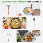 Nutrichef 22-Piece Black Marble Non-Stick Cookware and Bakeware Set - Professional Home Kitchen Collection with Multi-Sized Pots, Pans, and Heat-Resistant Tools