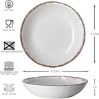 LEHAHA Farmhouse Pasta Bowls, Set of 6, White Melamine Rustic 42 oz Shallow Bowl, Large Salad Bowl, Deep Pasta plate, Dishwasher Safe Serving Bowls.…