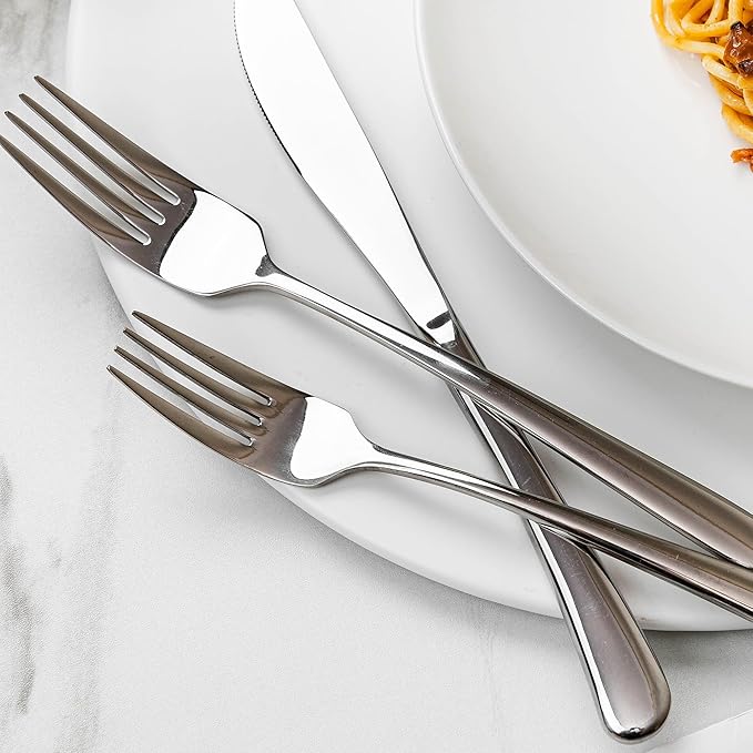 Silverware Set, Flatware Set – 18/10 Stainless Steel with Steak Knives, Mirror Polished, Ergonomic Handles, Dishwasher Safe, Perfect for Home, Party, Wedding, 20-Piece for 4 (Silver)
