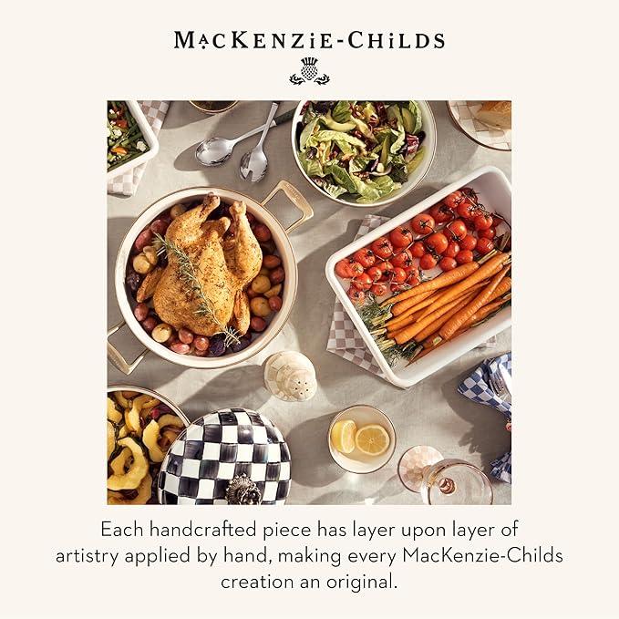 MACKENZIE-CHILDS Enamel Baking Pan for Oven, Rectangular Oven Pan, 9" x 13", Brown-and-White Mocha Check