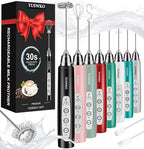 YUSWKO Milk Frother Handheld for Coffee, Rechargeable Drink Mixer with 3 Heads 3 Speeds Electric Coffee Frother Whisk, Gift for Many Occasions and Festival