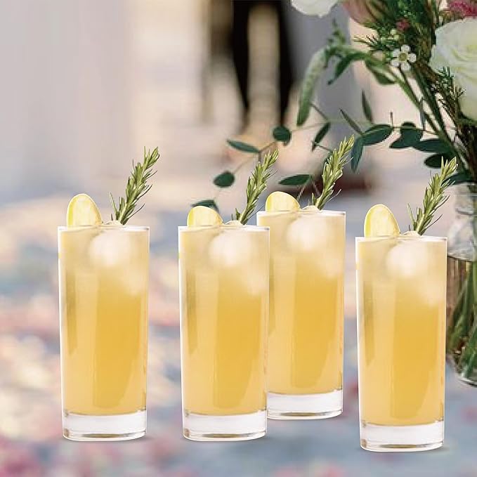 LADY&HOME Highball Glasses Set of 8,13oz Tall Drinking Glasses,Lead-Free Water Glasses,Mojito Glass Cups,Cocktail Bar Glassware Set (Clear)