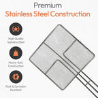 Wire Mesh Strainer with Long Handle | 2-Pack | 6.5" Square Frying Spoon | Stainless Steel | Cooking Oil Strainer for Deep Fryer & Professional Restaurant Use | Commercial Grease Skimmer