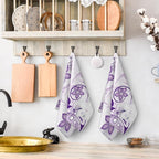 Purple Floral Kitchen Towels with Hanging Loop, Absorbent Dish Towels for Kitchen Cleaning, Cute Tea Towels for Kitchen Cooking Baking Farmhouse Home Decor 16x24 Inch Set of 2