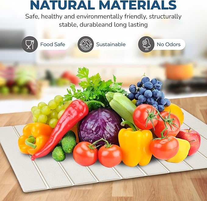 Premium Stone Dish Drying Mat – Large Foldable Kitchen Counter Mat, Super Absorbent Diatomaceous Earth with Coasters, Brush & Anti-Slip Pad – Fast Drying, White