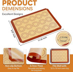 P&P CHEF 11.6 Inch Silicone Baking Mats, 2 Pcs Reusable Silicone Oven Mat, Non Stick Baking Supplies for Macaroon Pastry Bread Dough Cookie, Fits Well with Sheet Pan, Healthy & Easy Clean