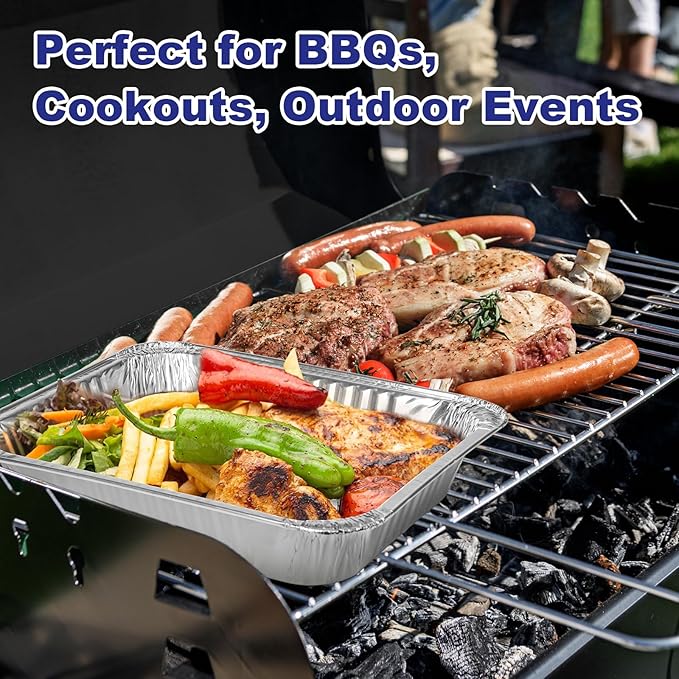 9x13 Aluminum Pans Disposable, 30 Pack Large Tin Foil Pans, Heavy Duty Aluminum Trays for Baking, Cooking, Turkey - Parties, Thanksgiving, Christmas