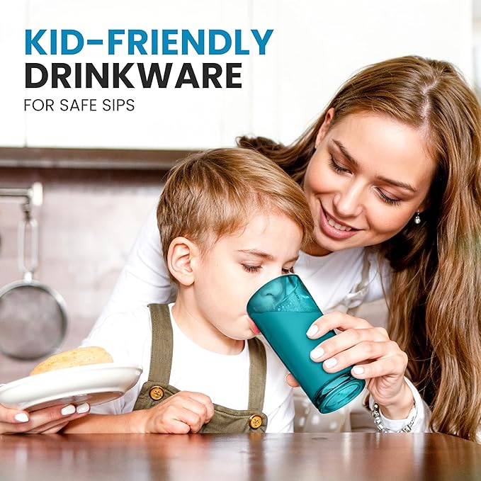 Zulay Kitchen Acrylic Glasses Drinkware - 8 Piece Unbreakable Plastic Tumblers - BPA-Free, Reusable Plastic Drinking Glasses for Home & Outdoors - Lead-Free & Dishwasher Safe - Turquoise - (12&16oz)