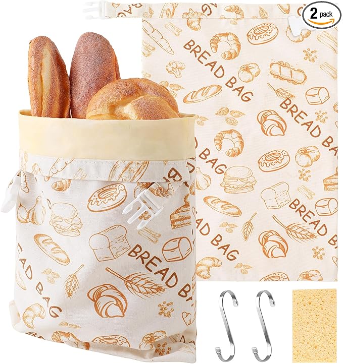2 Packs Reusable Beeswax Bread Bags for Homemade Sourdough Bread - Extra Large and Easy to Clean Cotton Storage Bag-Keep Loaf Fresh for Days, 17x13 Inch