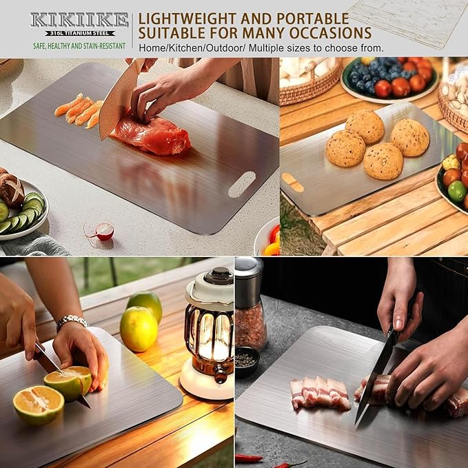 Titanium Cutting Board 2025 New Upgrade 100% Pure Titanium Cutting Boards for Kitchen - Double-Sided Food-Grade Chopping Board Non-Stick Durable and easy to clean (15.3 x 11 in)