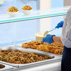 WILPREP 5-Pan Commercial Food Warmer with Sneeze Guard, Five 1/2 Pans, 1500W Countertop Electric Steam Table, 86-185°F Adjustable Temp Control, Stainless Steel Buffet Bain Marie