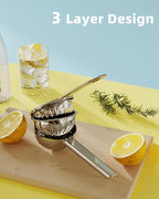 Lemon Squeezer Stainless Steel - Heavy Duty Solid Metal Squeezer Bowl - Large Manual Citrus Press Juicer and Lime Squeezer - 2 in 1 hand Juicer - Store Juice -No Splashing (Silver)