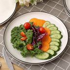 Ceramic White Dinner Plates Set of 6, 10.5 Inch Plates for Kitchen, Microwave Oven and Dishwasher Safe, Modern Dishes Set for Pasta,Steak, Dessert, Salad