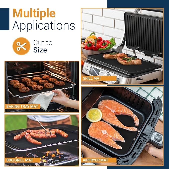 Oven Liners for Bottom of Oven - 4 Pack Large Heavy Duty Mats, 17”x25” Non-Stick Reusable Liner for Electric, Gas, Toasters, Grills - BPA & PFOA Free Kitchen Accessory to Keep It Clean (Black)