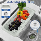 LASSHSWA Collapsible Colander and Strainer for Kitchen, Over the Sink Strainer Basket for Kitchen, Fruit Pasta Food Strainer Expandable Plastic Colander with A Sink Drain Strainer Stainless Steel