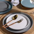 AmorArc Ceramic Dinnerware Sets for 8, 24 Pieces Handpainted Plates and Bowls Set with Rustic Terracotta Underside, Scratch Resistant Stoneware Dishes Set, Dishwasher & Microwave Safe, Multi-Color