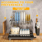 Kitchen Utensil Drying Rack with Drainage Tray, 11.8 Inches Deep × 16.5 Inches Wide Tray for Versatile Storage. Cup Organiser,Kitchen Organization and Storage