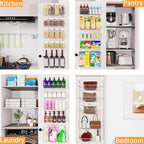5-Tier Over The Door Pantry Organizers, Pantry Door Organizer and Storage with Adjustable Baskets,Heavy-Duty Metal Spice Rack,essential kitchen and home Shelves (white)