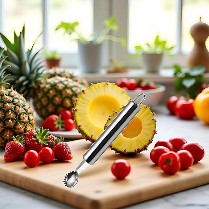 Silver Stems Remover For Pineapple Strawberry Tomato Cherry Stainless Steel Tomato Corer Strawberry Huller Stem Remover Fruit Leaf, Corers and Pitters