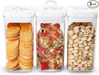 Felli Flip Tite Food Storage Container with Lid Airtight 4" Ring Seal Flip Top, Stackable Acrylic Canister Jar for Pantry Kitchen Counter, Snack Coffee Bean Granola Pet Treats Cracker Holder (1.3 qt)