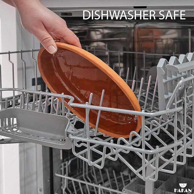 Hakan Bergama Handmade Oval Clay Pan Set of 2 | Terracotta Pans Glazed Inside | Casserole Dishes for Oven Baking | Traditional Earthenware Clay in Box, Large, 4.8 x 10.25 x 1.5-inch 13.5 Oz (400 cc)