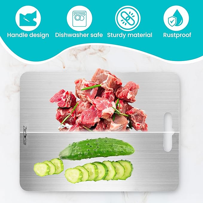 Titanium Cutting Board, Cutting Boards For Kitchen, 1 Pack Double-Sided Food-Grade Titanium Cutting Board For Cutting Meats, Fruits And Vegetables, Perfect Kitchen Gift for Home Cooks (11.81' x 7.87')