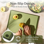 SMIRLY Plastic Cutting Board Set 3 Pieces, Non-Slip Dishwasher Safe Chopping Boards for Kitchen, Green