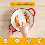 Velaze Enameled Cast Iron Dutch Oven for Bread Baking,5 QT Round Bread Oven Pot with Dome Lid for Sourdough, Roasting,Braising(Red)