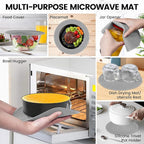 2 In 1 Microwave Splatter Cover & Silicone Mat, Vented Collapsible Microwave Cover for Food, Splatter Guard Dish Plate Lid, Kitchen Colander, 10 Inch Round Silicone Trivet Mat (Grey)
