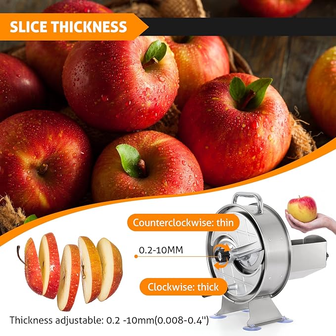 WICHEMI Commercial Vegetable Slicer Machine Manual Fruit Slicer Potato Slicer Stainless Steel Vegetable Fruit Cutter Food Slicing Machine for Potatoes Lemons Tomatoes Onions