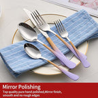 Colorful Silverware Set 20 Piece 18/0 Stainless Steel Flatware Purple and Orange Handle Cutlery Set Service for 4 Fork Knife Spoon Set Mirror Finish Dishwasher Safe