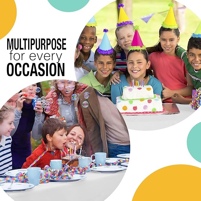 Exquisite Party Solids 54 Inch X 300 Feet White Plastic Table Cover Roll in A Cut - to - Size Box with Convenient Slide Cutter. Cuts Up to 36 Rectangle 8 Feet Plastic Disposable Tablecloths