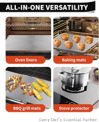 Oven Liners for Bottom of Oven - 2 Pack Large Heavy Duty Oven Mats, 17"x 25" Reusable Matt Liner for Electric, Gas, Toaster Ovens & Grills, BPA & PFOA Free, Kitchen Essentials, Silver