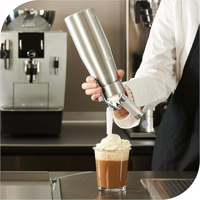 CURTA Professional Whipped Cream Dispenser, Premium Aluminium Cream Whipper, Cream Maker with 3 Decorating Tips, 500ml / 1 Pint Canister, N2O Chargers (Not Included) …