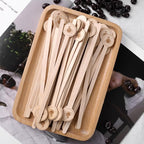 HANSGO 100PCS Coffee Stirrers, 5.9 Inch Coffee Stir Sticks with Round Ends, Cafe Grade Natural Wooden Stir Sticks, Wooden Beverage Mixer for Cocktails Milk Tea