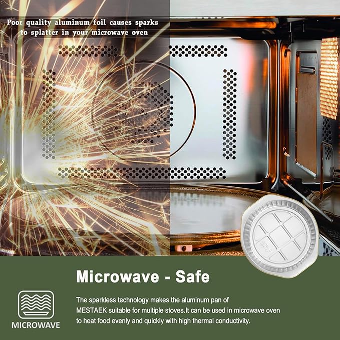 7.8" Aluminum Foil Pans with Integrated Handles and Snap-On Lids (10 pcs) | 2X Thickness Heavy-Duty Reusable Tin for Baking and Cooking