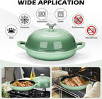 Bread Oven for Sourdough Baking (5.5 QT), Joyfair Enamaled Cast Iron Dutch Oven Pot with Lid, Sourdough Baking Pan, Heavy Duty Dual Handles, Non-Stick & Even Cooking, Oven-safe 500°F, Pistachio Green