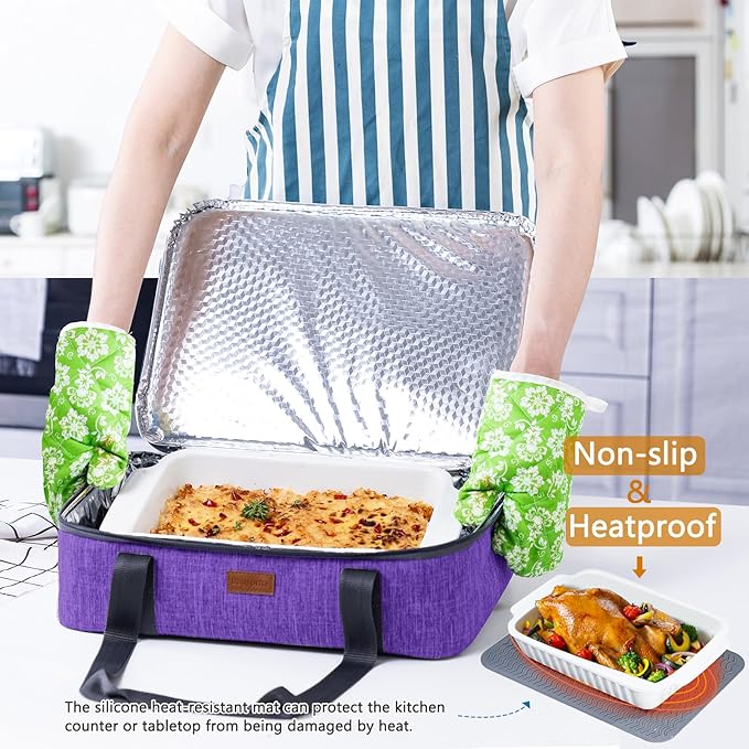 BAGSPRITE Expandable Insulated Casserole Carrier for Hot or Cold Food, Casserole Dish Carrying Case,Thermal Lasanga Lugger Tote for Pockluck, Parties, Picnic, Fits 9" x 13" Baking Dish,