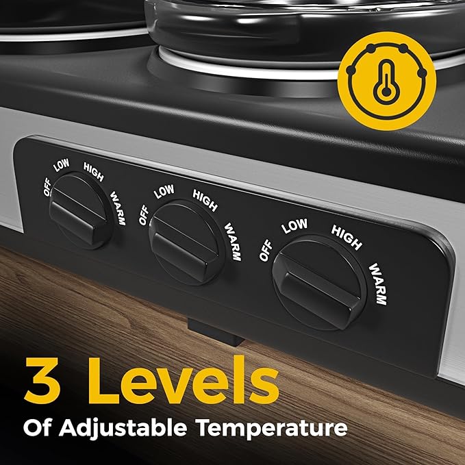 3 * 1.5 Quarts Triple Slow Cooker, Buffet Server & Warmer with 3 Removable Ceramic Pots, 3 Adjustable Temp Settings & 3 Metal Lid Rests, Stainless Steel, Silver