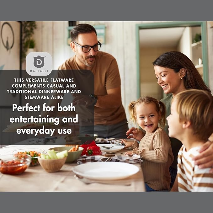 Silverware Set for 8 with Serving Utensils, 18/10 Stainless Steel Flatware, Mirror Finish, Dishwasher Safe, Heavy-Duty Cutlery, Built to Last (45-Piece Including a Serving Set, Fidenza)