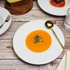 Ceramic Wide Rimmed Soup Plate, Soup Bowl 9 oz, Pasta Bowl Set of 4, White Shallow Bowl Plate with Rim, Best choice for high-end restaurants, hotels, and foodies, 10.85 Inch