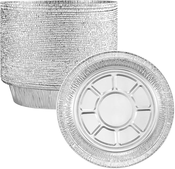 7" Aluminum Foil Pans without Lids 50 Pack of 22.3 oz,Heavy Duty Disposable Containers for Roasting,Storing,Baking,Cooking, Deep Dish Pie Pans, Recyclable