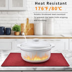 Red Christmas Placemats Set of 8 - Festive Easy to Clean Linen-Style Fabric Table Mats - Machine Washable & Heat Resistant Non-Slip Design for Thanksgiving and Holiday Dining (Wine Red, 8)