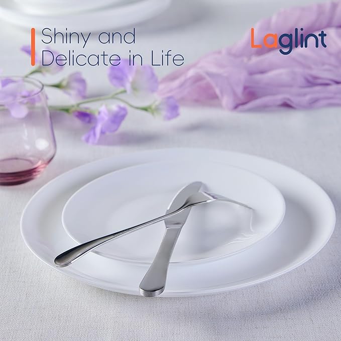 7.5 inch Appetizer Plate Set of 6, Lightweight Opal Glass Round White Salad Plates for Dessert Kitchen, Dishwasher and Microwave Safe