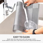 LEXMORE Placemats Set of 6 Vinyl/Plastic Woven Place Mats for Kitchen Table Indoor/Outdoor Washable Placemat Wipeable Dining Table Mats(Silver Cube)